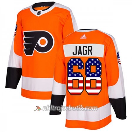 Män Ishockey Philadelphia Flyers Tröja Jaromir Jagr 68 Adidas 2017-2018 Orange USA Flag Fashion Authentic